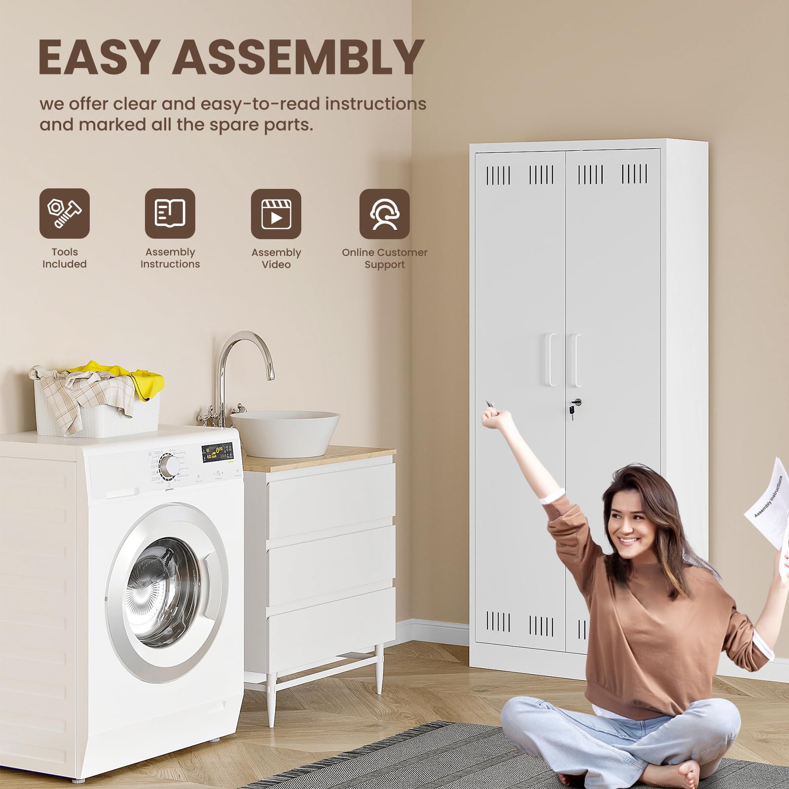 Sightlife Armoire a Balai Exterieur Armoire exterieure de Rangement Placard à Balai Placard Polyvalent Armoires de Nettoyage pour Restaurant Cuisine Garage 70 x 30 x 168 cm