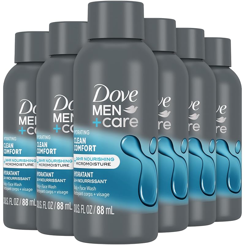 DOVE MEN + CARE Clean Comfort Sabonete Líquido para Corpo e Rosto, Pacote com 6, 89 mL cada
