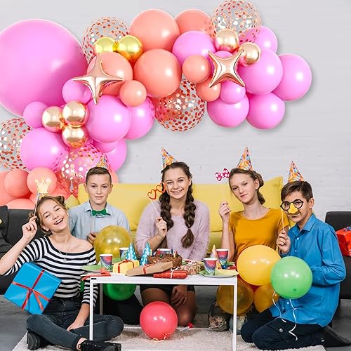 Miniatura 5 de FEYG Kit de arco de globos de oro rosa y rosa, 110 unidades, globos, arco, decoraciones de fiesta, cumpleaños, boda, baby shower, graduación,