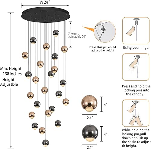 Miniatura 5 de Candelabro LED de cristal para escaleras, lámparas de techo grandes para techos altos, entrada, lámpara de iluminación moderna para villas y