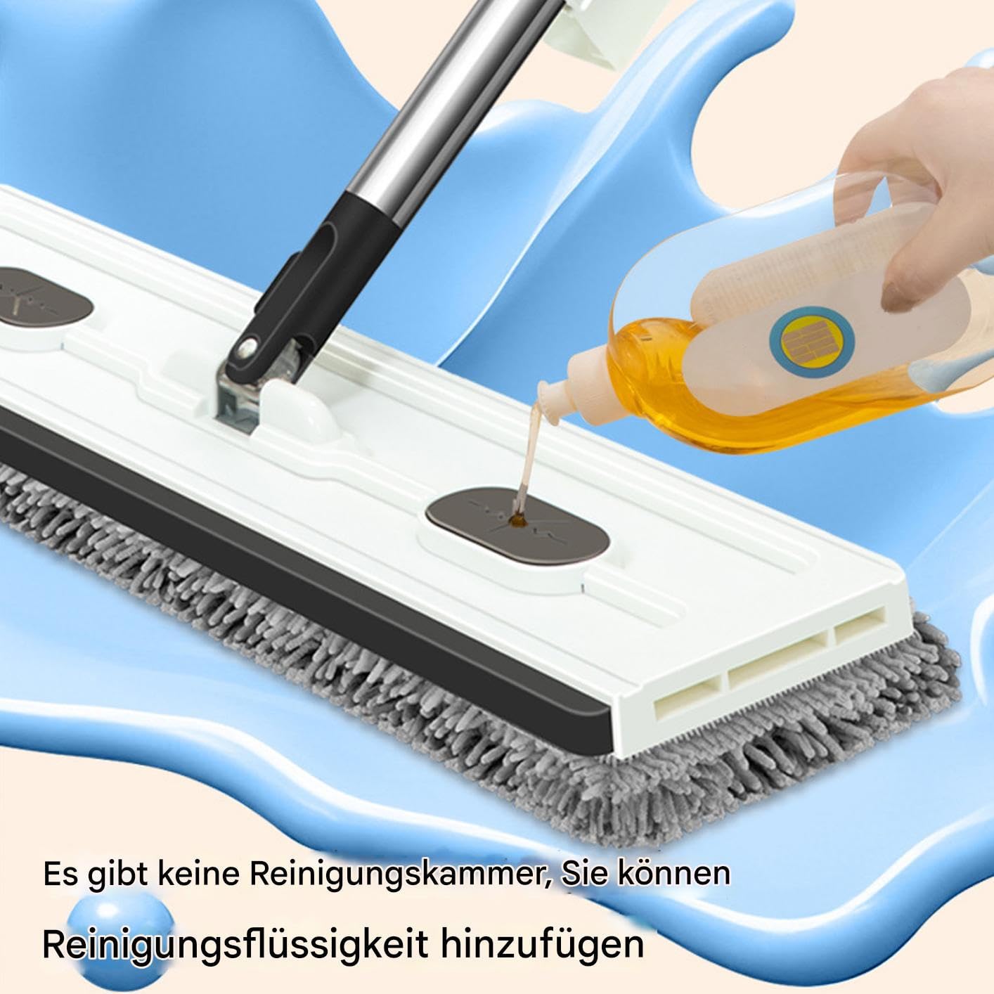 Mopa Plana Giratoria 360 Grados, En Seco O Húmedo, Mango Largo | Herramienta de Limpieza Doméstica Mopa Atrapapolvo de Microfibra con Mango Largo para Cocina, Baño, Hogar, Suelos y