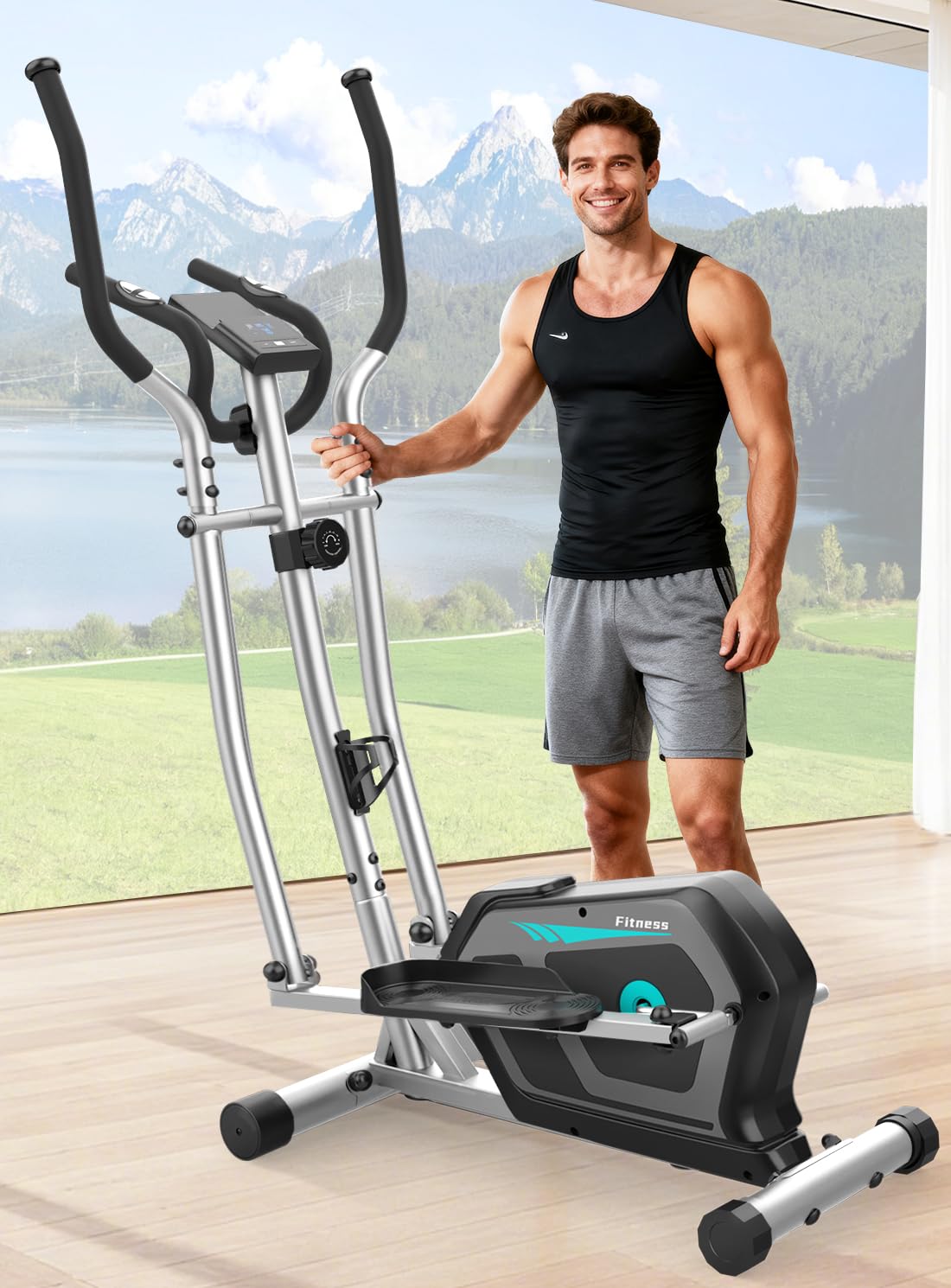 Bicicleta Elíptica,3 en 1 Máquina Elíptica para Casa con 16 Niveles de Resistencia,Monitor LCD, Soporte para Dispositivos,Pedal Antideslizante, Ejercicio Peso máximo 287LBS