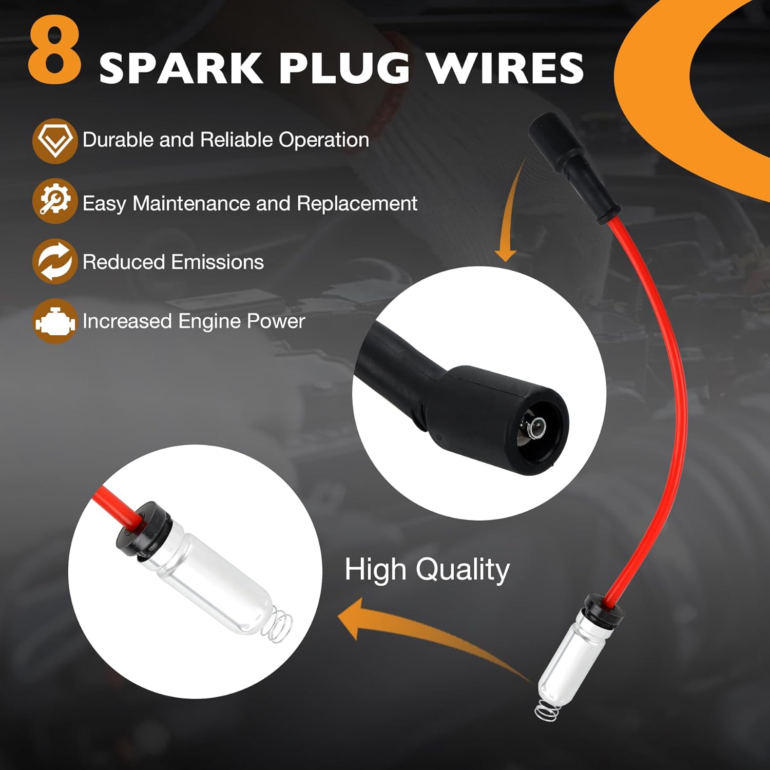 HQPASFY Square Ignition Coil UF413 & Iridium Spark Plug & Wires Set of 8 Compatible With 2005-2018 Chevy Silverado Express 1500 2500 3500 GMC Sierra Yukon Cadillac Escalade 4.8L 5.3L 6.0L