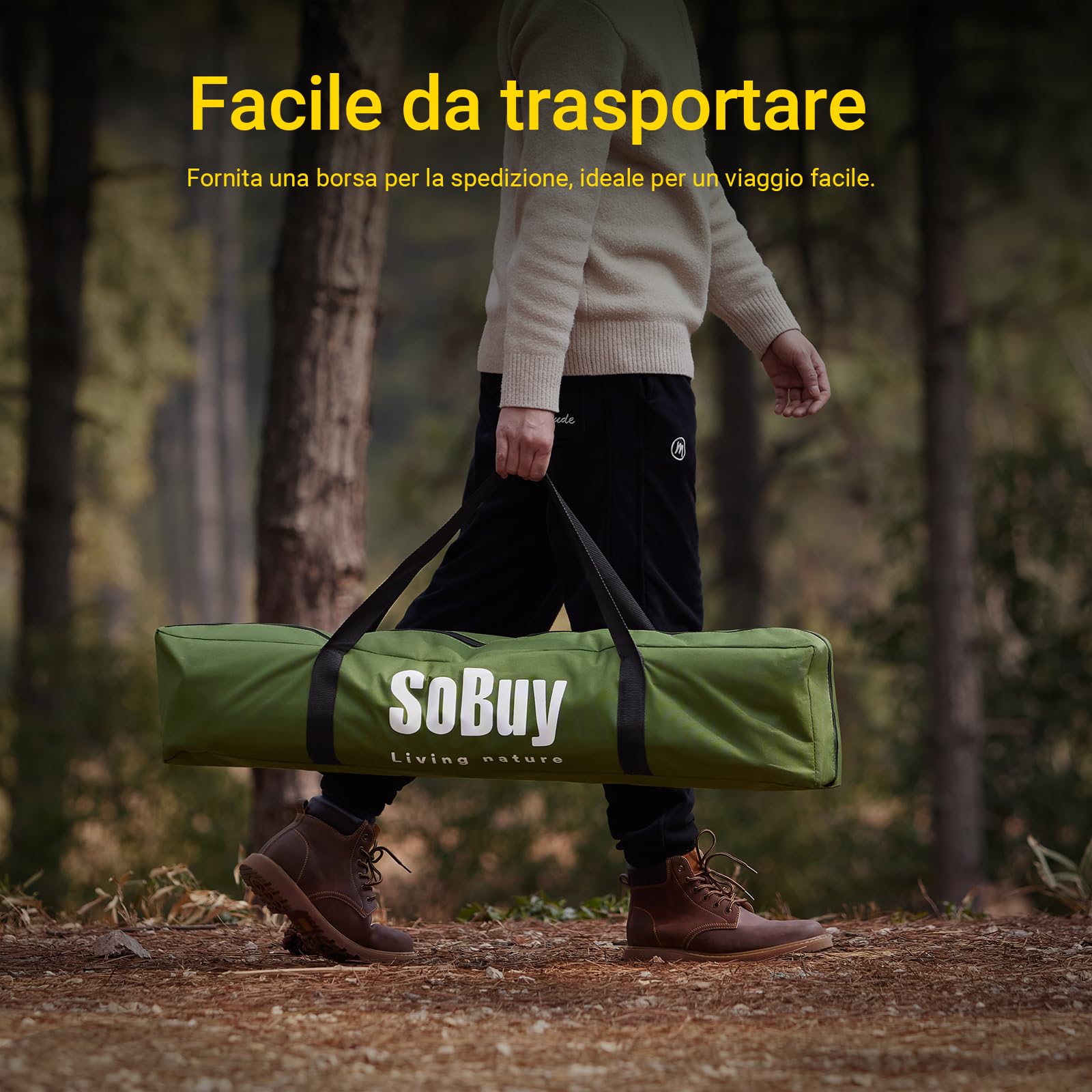 SoBuy Lettino da campeggio Verde Brandina da campeggio Tenda da esterno con gancio per lampada e tasche porta scarpe Tenda 3 in 1 Verde
