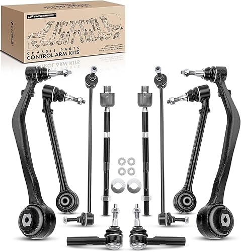 A-Premium Juego de 10, brazo de control delantero inferior delantero y trasero, barra estabilizadora, extremo de barra de acoplamiento interior