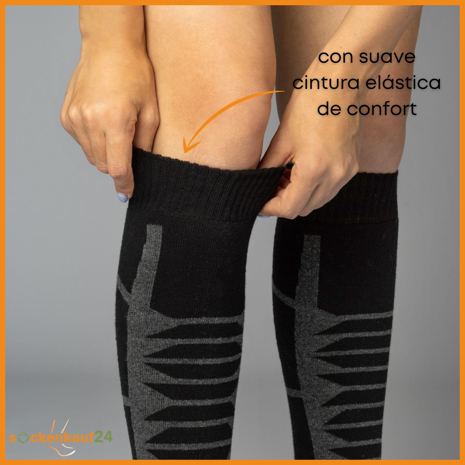 sockenkauf24 2 Pares Calcetines Esqui Hombre y Mujer Calcetines Altos Termicos