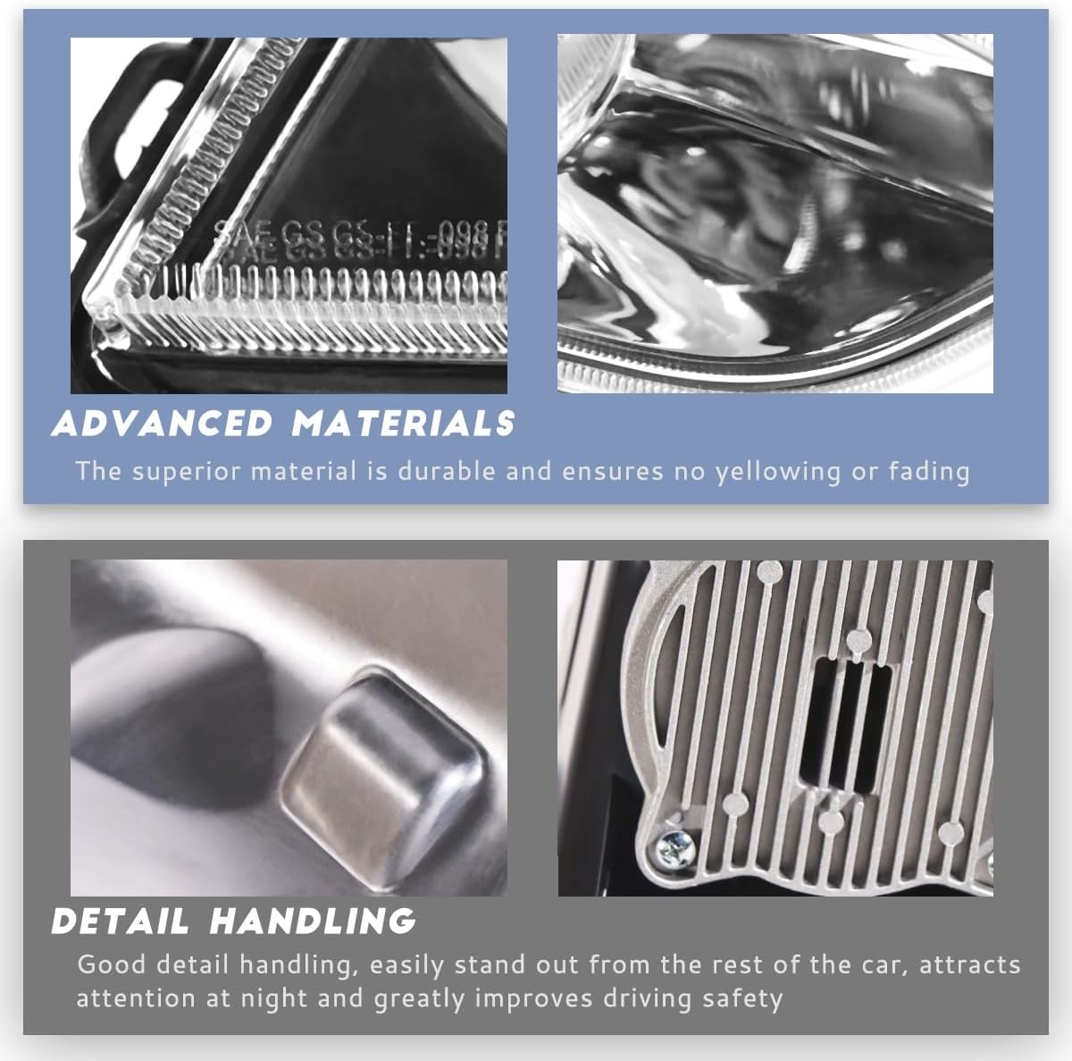 Led Fog Light Compatible with Freightliner Cascadia 2018-2024 Pair Set Fog Lamp DOT and SAE Approved (Chrome)