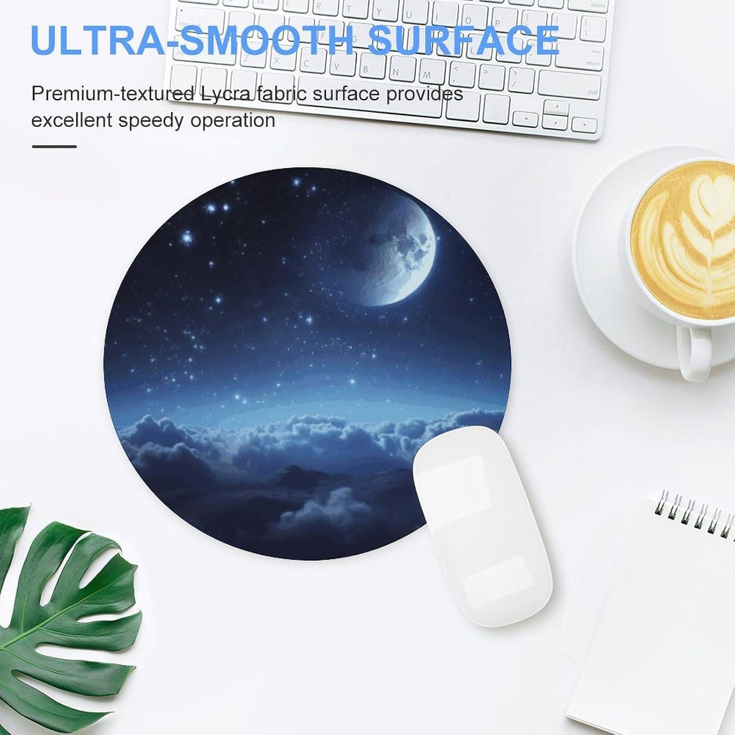 Round Moon Starry Mouse Pad Cute Small Computer Mouse Mat Funny Mousepad with Non-Slip Rubber Base Waterproof Travel Mousepads for Home Decor Office Desk Accessories 7.8in image 4