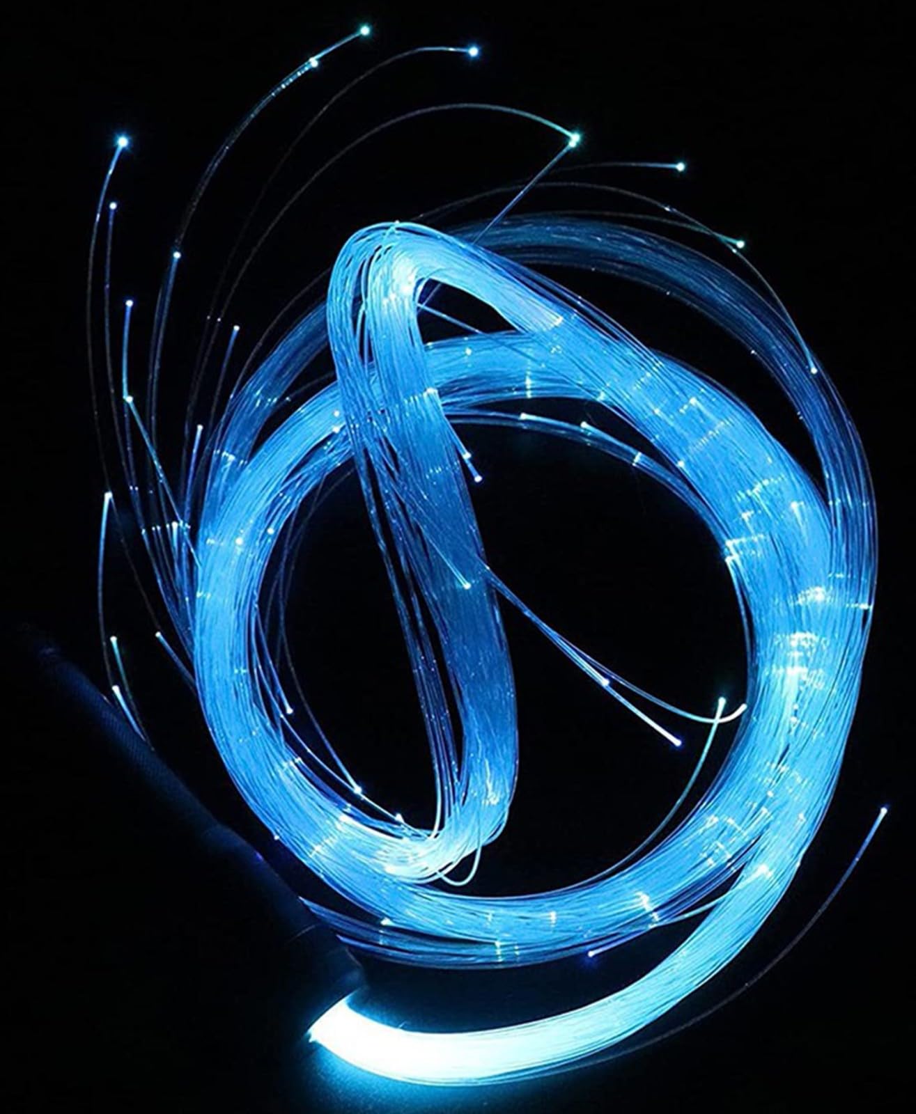 Látigo De Fibra Óptica LED, Látigo Espacial De Danza Giratorio De 360°, 4 Modos De Luz, 7 Colores, 23 Efectos De Luz para Espectáculos Fiesta EDM,Festival De Música Espectáculos Green Handle
