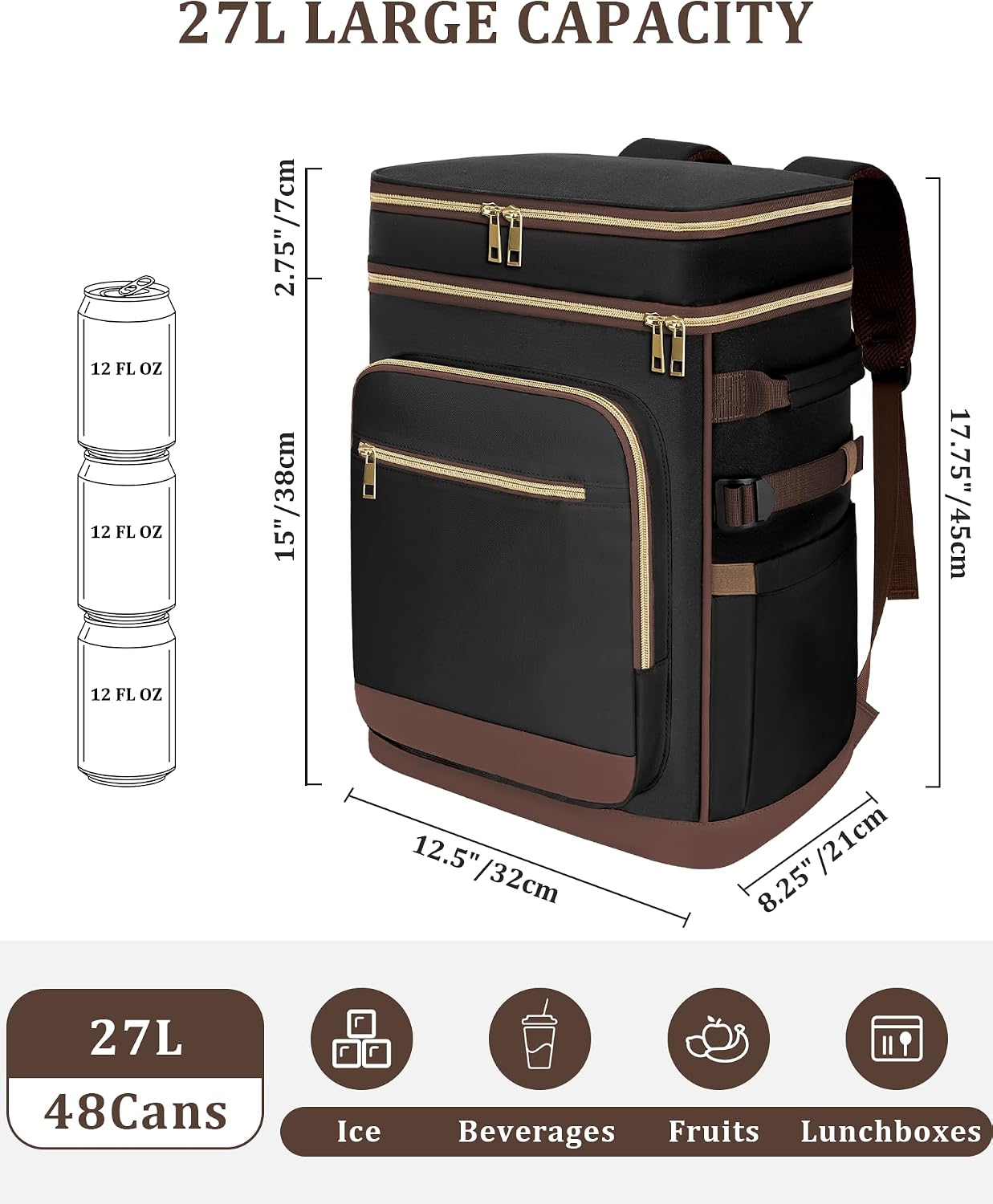 48 Can Leak Proof Insulated Backpack Cooler, Waterproof