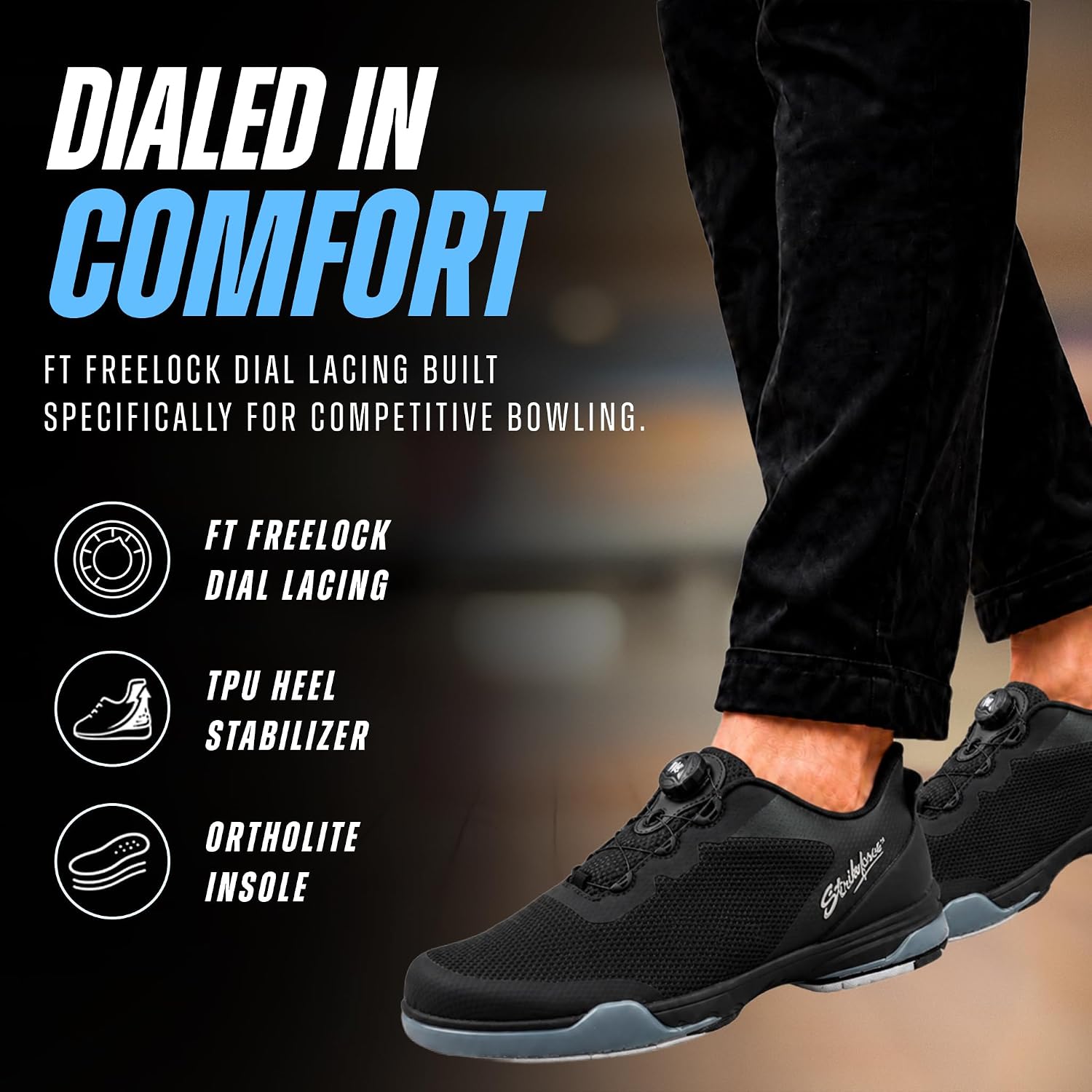KR Strikeforce TPC Hype LT Black Mesh Right Hand Unisex High Performance Bowling Shoe