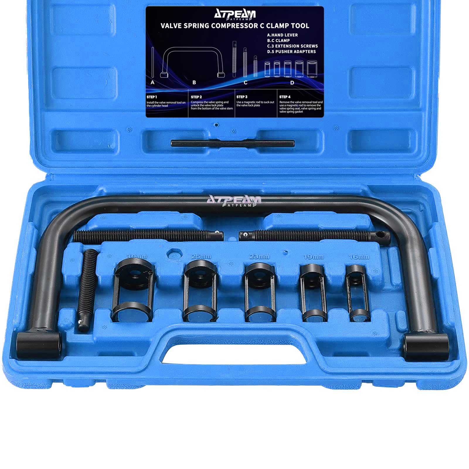 ATPEAM Strumento Universale Smonta Molle Ammortizzatori per Auto e Moto, Compressore Molle Senza Smontaggio, Kit Professionale (10 Pezzi, Blu)