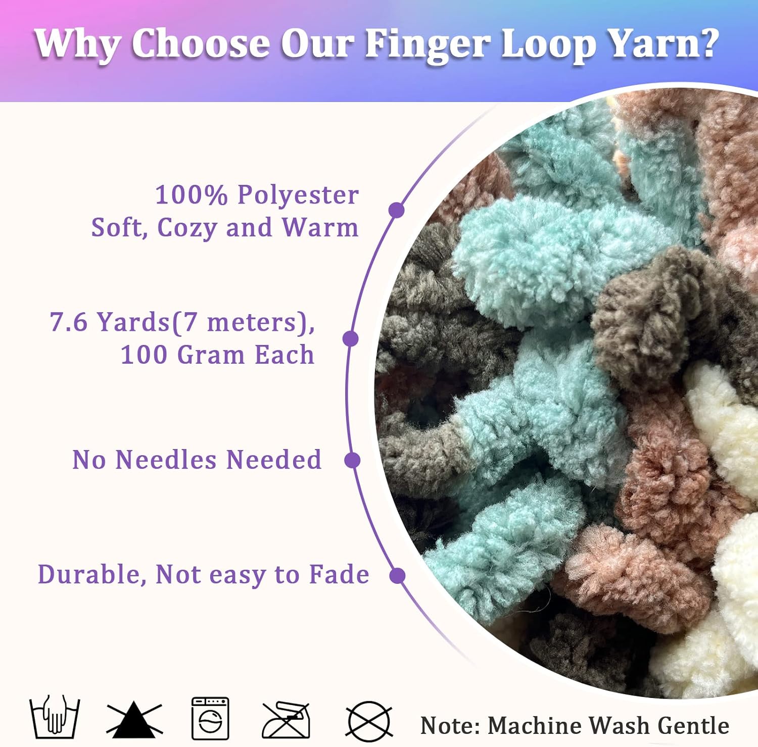 Loop Yarn 5Packs,Shenlin Chunky Chenille Yarn for Hand Knitting Baby Blanket,Machine Washable Polyester Fluffy Thick Bulky Yarn for Scarfs,Craft