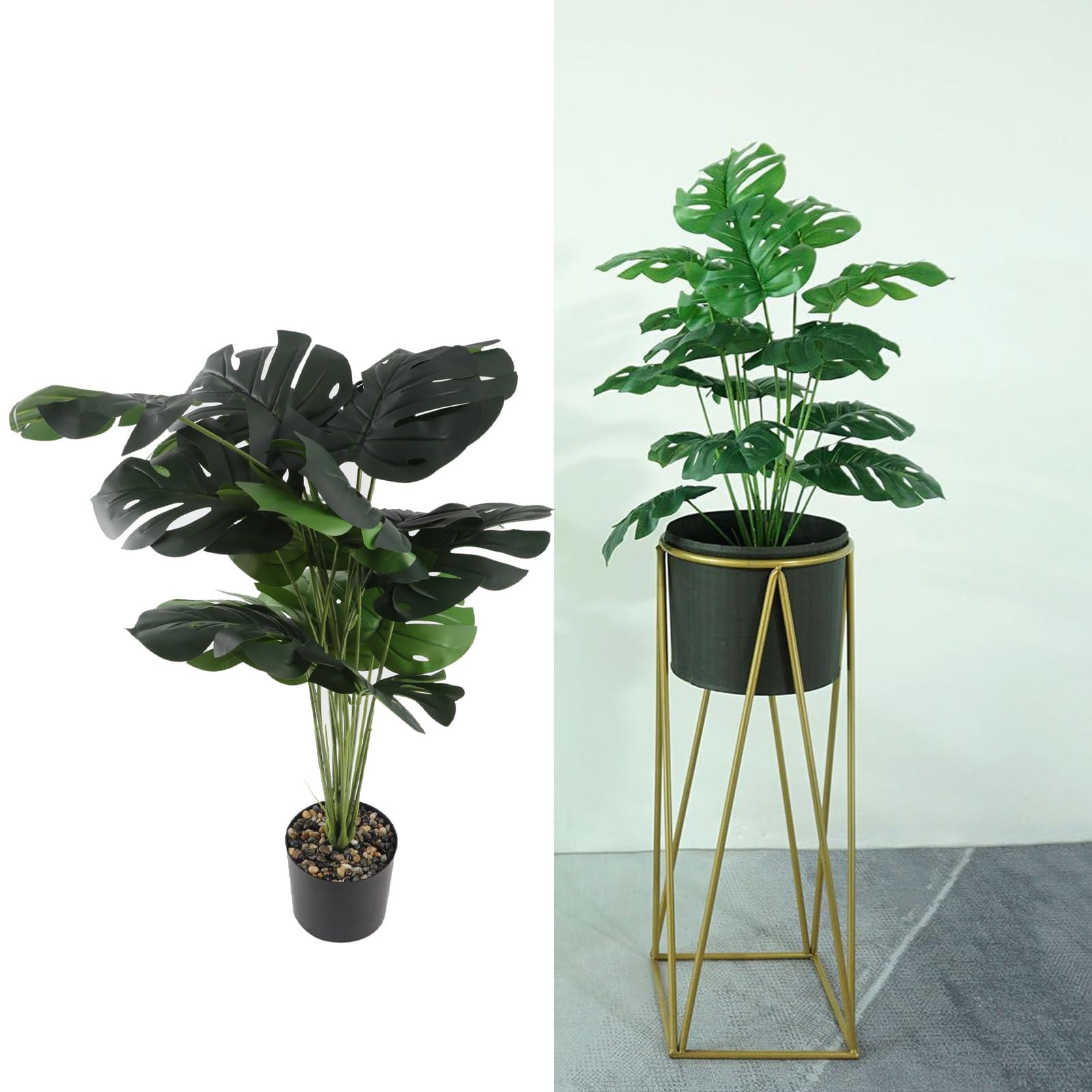 Monstera Artificial Monstera Planta Realista 18 Hojas de Plástico Falta de Plástico para Mantenimiento Interno, para Atacar en el Ministerio del Interior