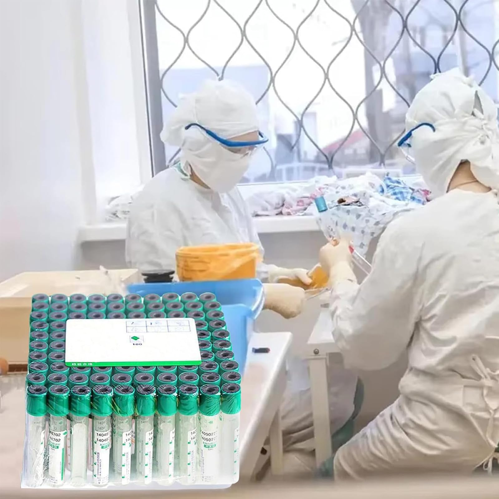 100 szt. szklanych probówek próżniowych (3 ml/5 ml/10 ml), zestaw probówek do pobierania krwi żylnej, probówki do próżniowego pobierania krwi z heparyną litową, materiał PET,5ml