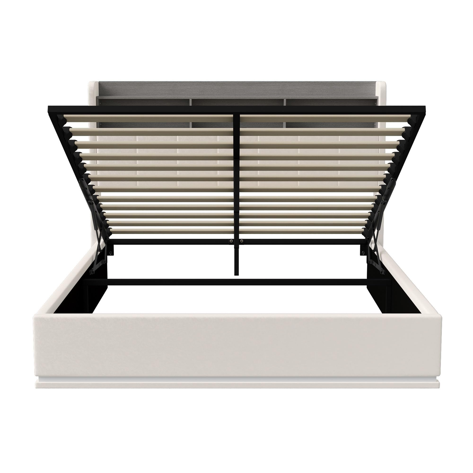 Letto matrimoniale 140 x 190 con illuminazione a LED e ricarica USB, letto idraulico con testiera con vano portaoggetti, letti imbottiti 140 x 190 cm con rete a doghe, velluto(bianco), 140 x 190)