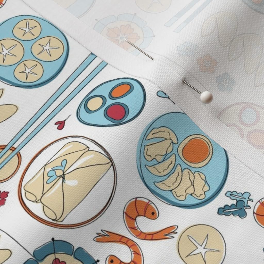 Spoonflower Fabric - Dim Sum Dumplings Take Out Chinese Food Printed on Petal Signature Cotton Fabric Fat Quarter - Sewing Quilting Apparel Crafts Decor
