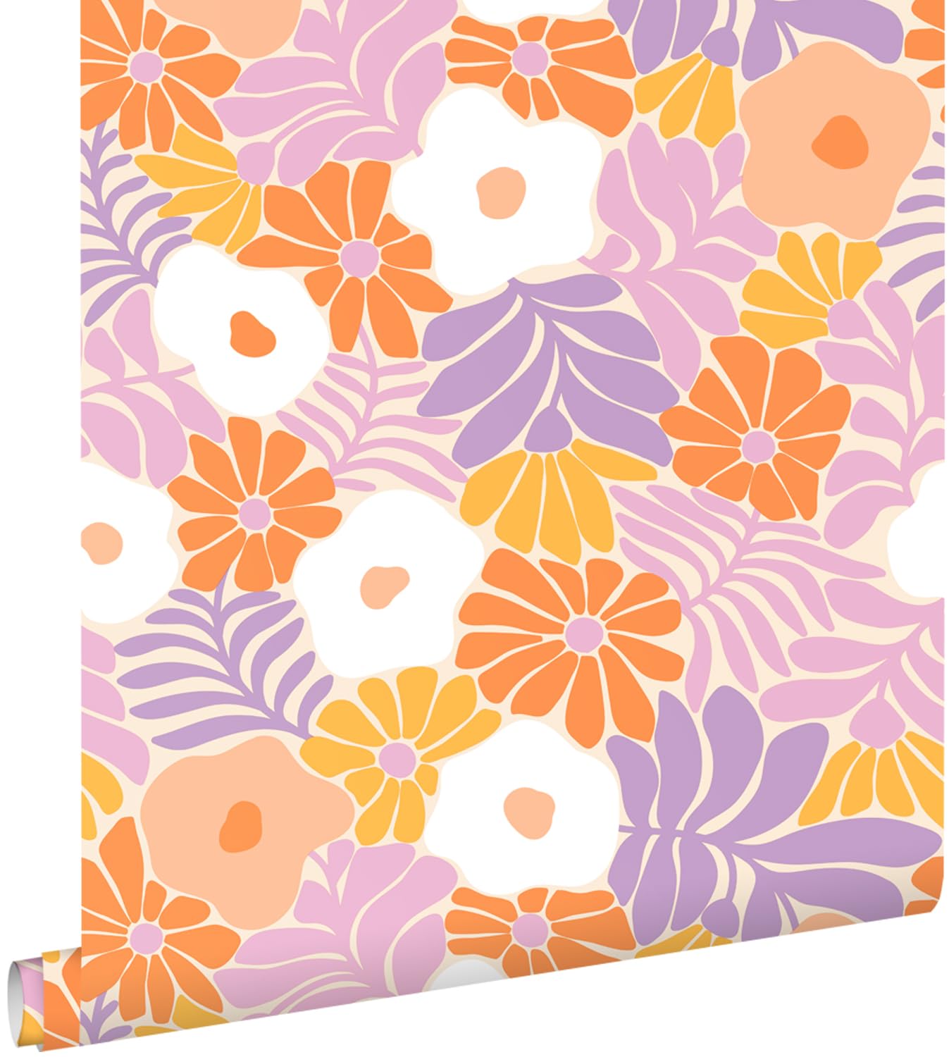 Papier peint fleurs style Matisse multicolore pour rénover un mur