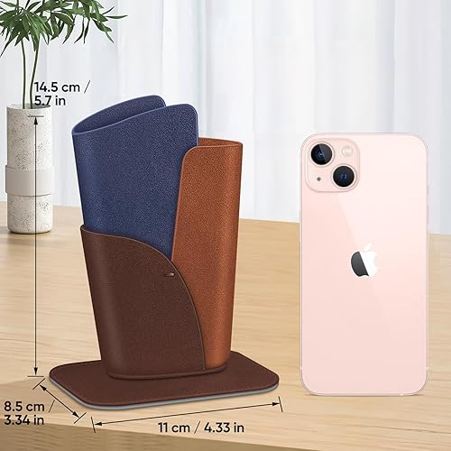 Miniatura 7 de Fintie Soporte para lentes funda de cuero vegano antiarañazos para escritorio o mesita de noche, Marrón oscuro