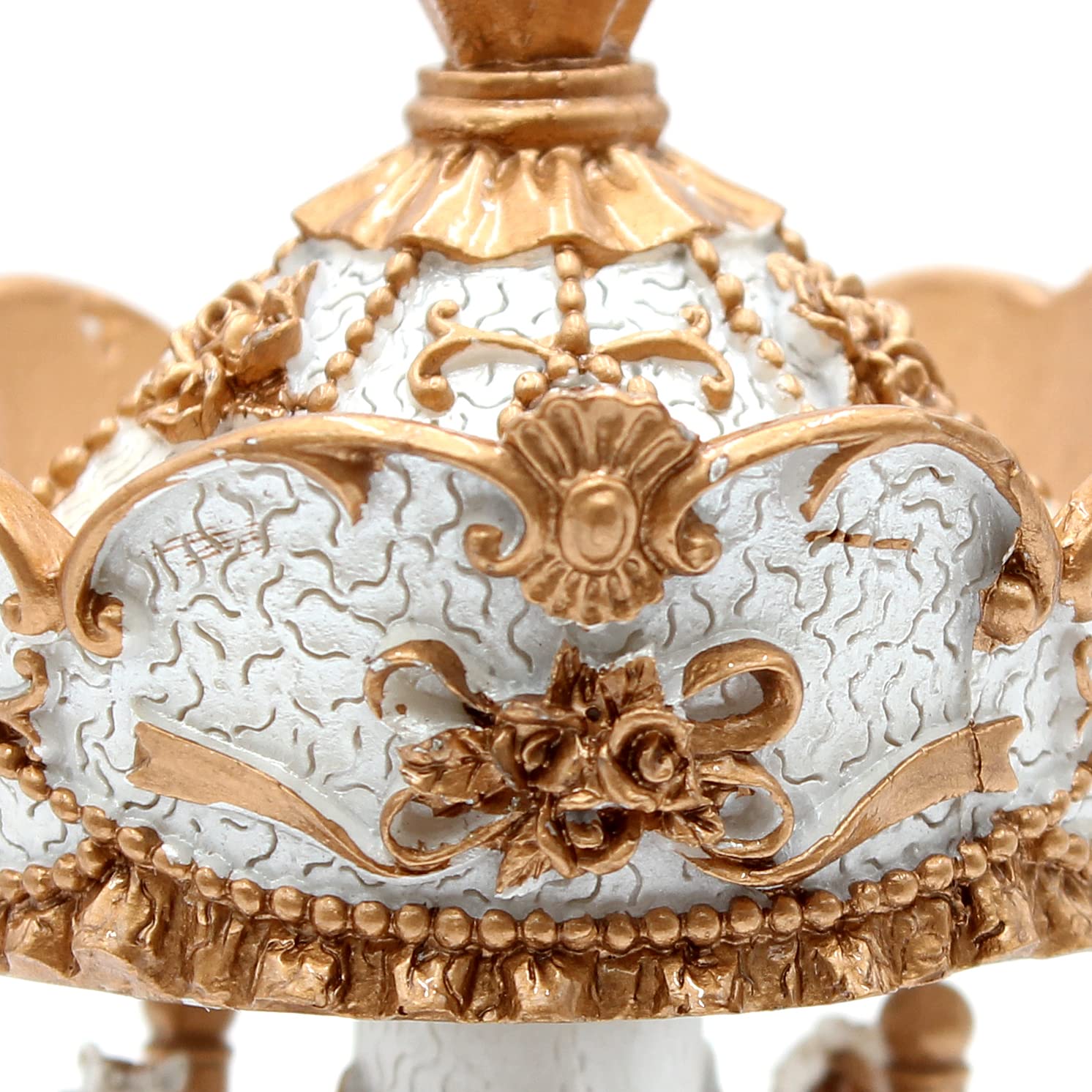 Dekohelden24 Carillon carosello con Suono, in Poly Oro Bianco con Pietre Arancioni, Dimensioni (L x P x A) 14 x 8 x 14 cm