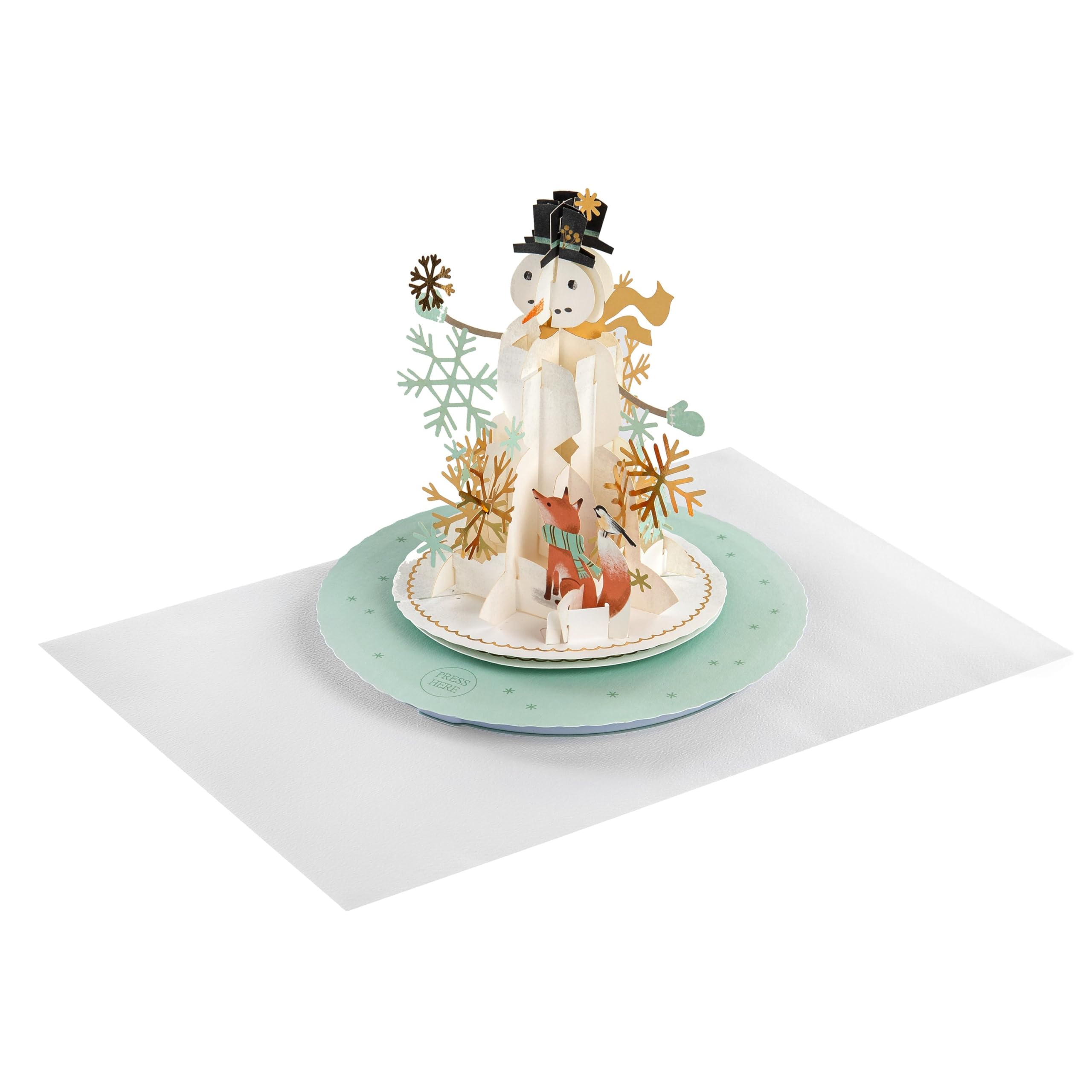 Hallmark Paper Wonder 3D Pop-Up Music & Motion Snowman Christmas Card With White Envelope