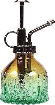 TOMEX Glass Plant Mister Spray Bottle 200ML Watering Bottle with Top Pump Watering Can for Indoor Outdoor House Plants,Flowers Brown-Green