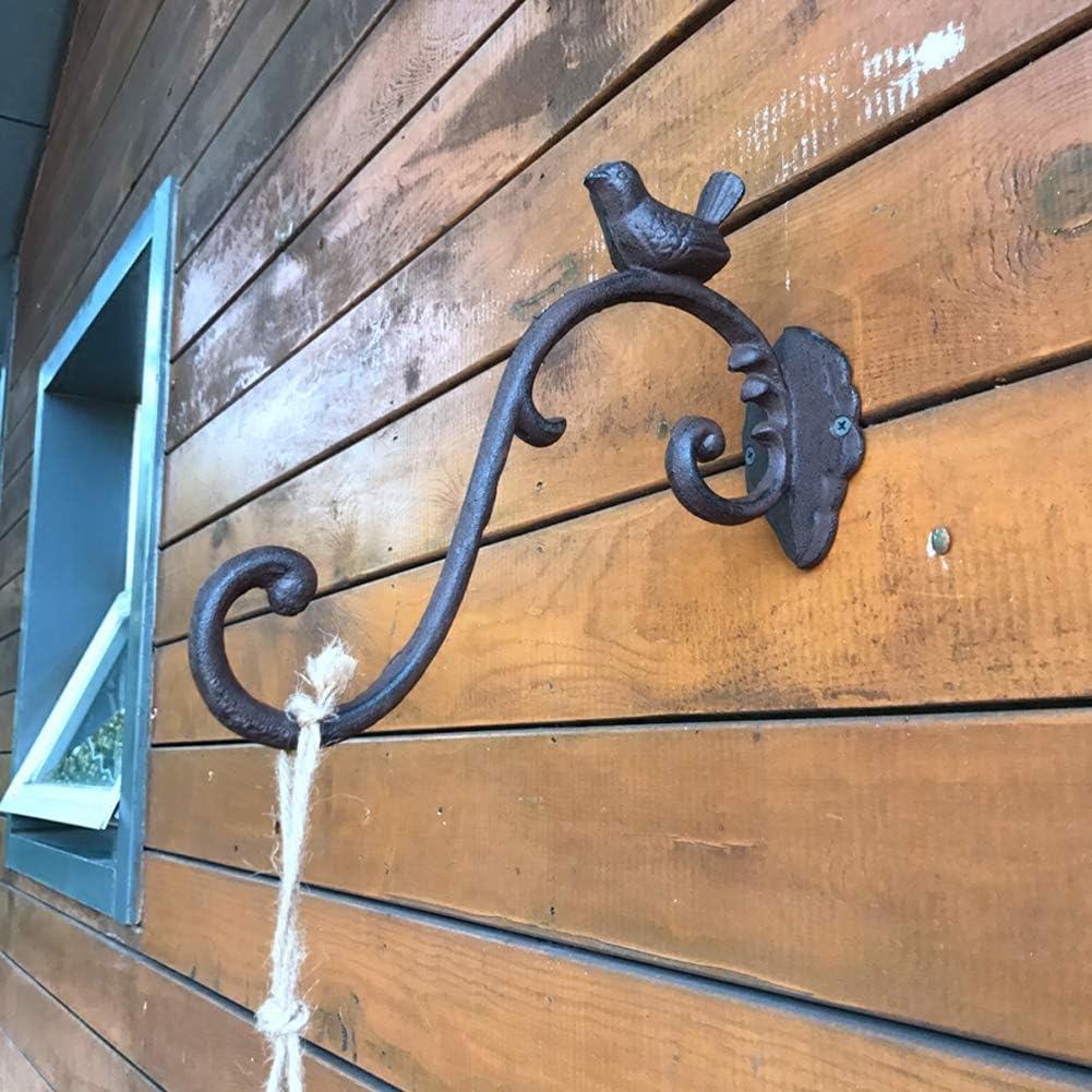 2packs Wall Metal Plant Hangers - 10" Deep Hanging Plant Hook Brackets Cast Iron Plant Hanger Decoration for Flower Basket Bird Feeder Wind Chimes Planters