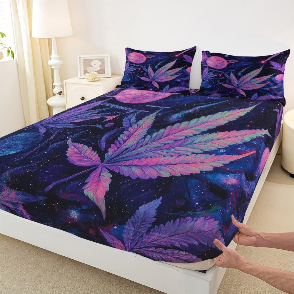 Violet Drap-Housse en Microfibre Brossée 200x200 cm Bonnet 30cm