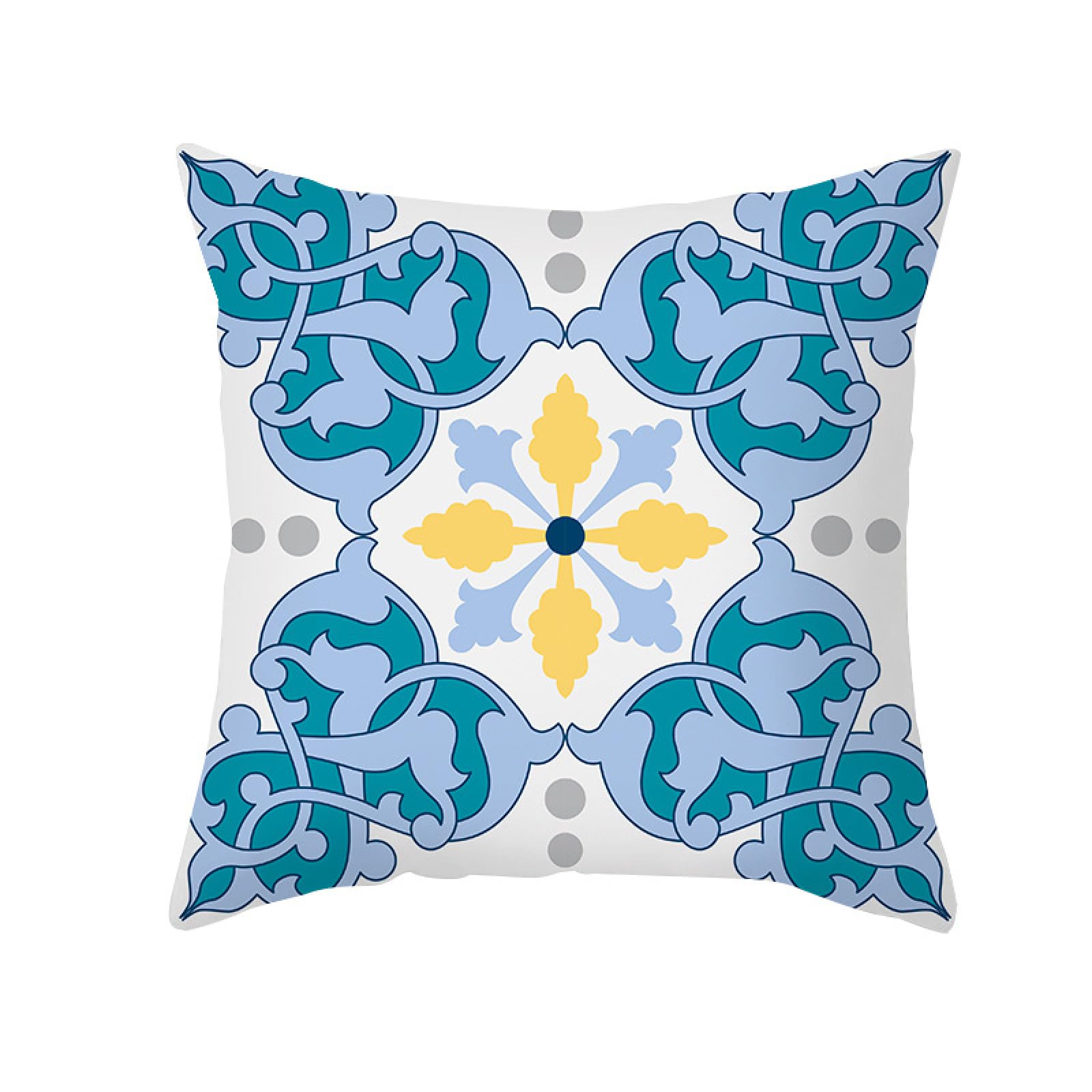 Cushion Covers Sky Blue Geometry Pillow Cases Soft Linen Bed Cushions with Covers Included Washable Sofa Cushions with Invisible Zip Pillowcase Breathable Pillow Cover Cushion Cover 80x80cm/1 Pack