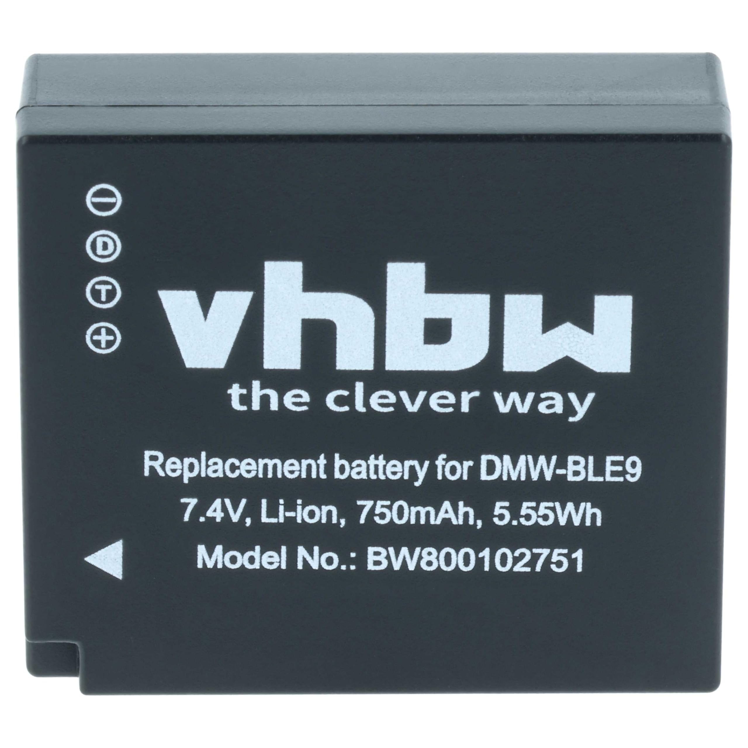 vhbw 3x batteria compatibile con Panasonic Lumix DMC-LX100S, DMC-LX100K, DMC-S6K, DMC-S6, DMC-GX9, DMC-TX1 fotocamera (750mAh, 7,2V, Li-Ion)