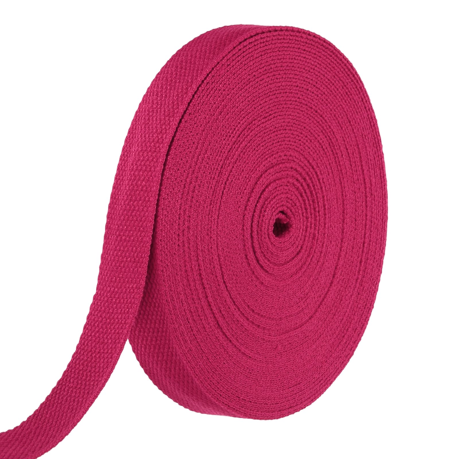 sourcing map Cotton Webbing 25mm x 14m (W x L) Polyester Cotton Weave Webbing Strap Twill Tape Ribbon for Art and Crafts Webbing Tote Bag Handles Cloth Belt Making Outdoor Supplies, Rose Red