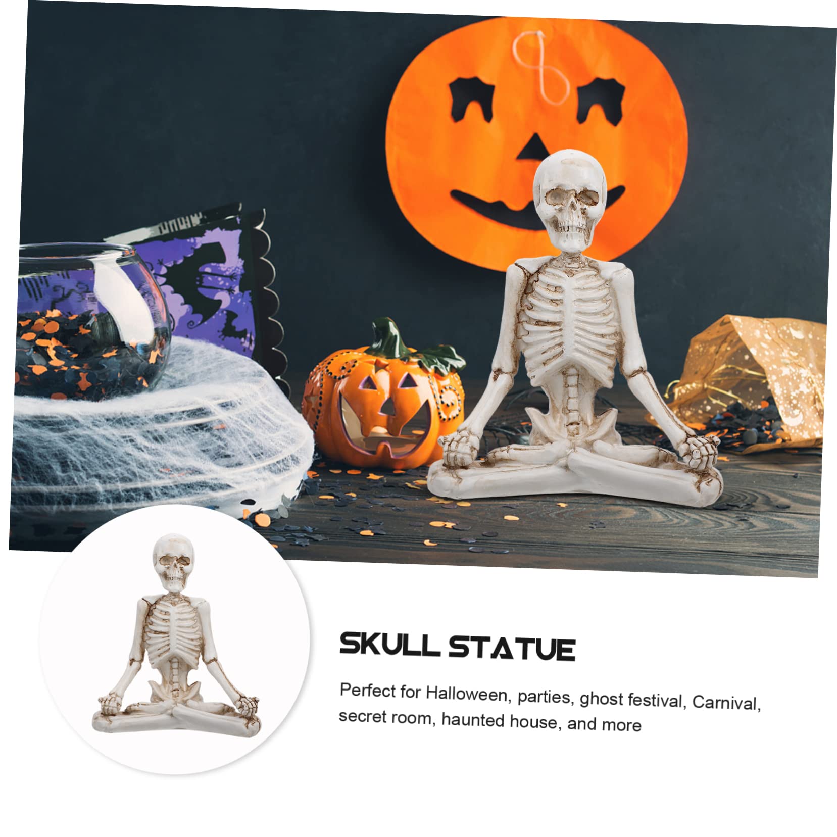 TOPBATHY 3 Piezas Cráneo De Yoga Estatua De Esqueletos De Yoga Estatuillas De Halloween Decoración De Escritorio De Halloween Estatuilla del Día De Los Muertos Estatua De Yoga Resina