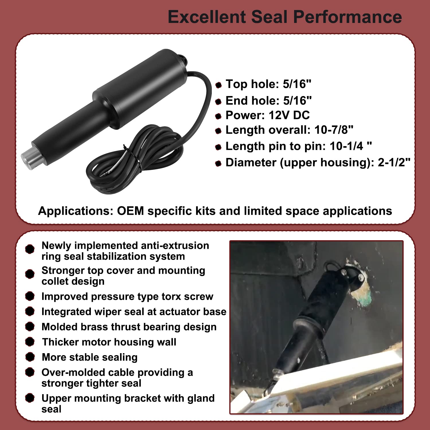 15057-001 Trim Tab Actuator - 12V, 2-1/4" Stroke, Heavy-Duty For Boat Trim Tabs (Replaces 20402-001)