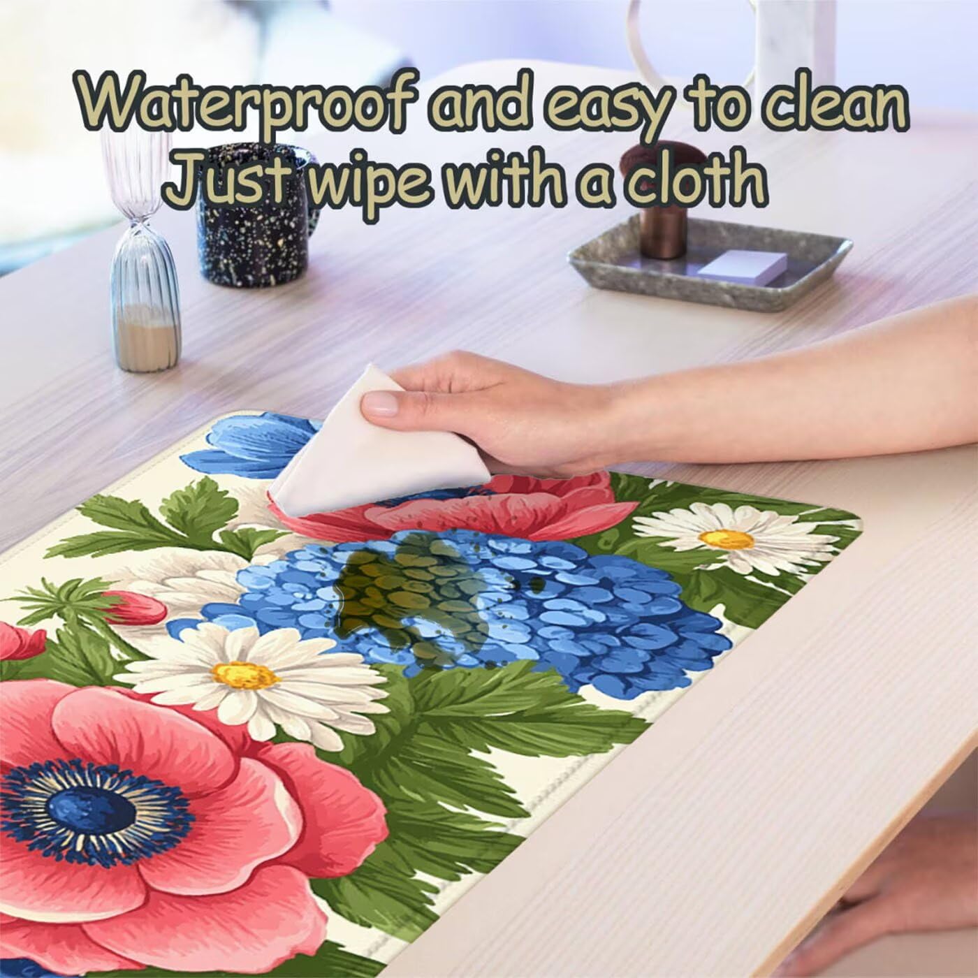 Podkładka pod mysz XXL 1200 x 600 mm duża podkładka pod mysz dla graczy kolor pod ręką biurko szyte krawędzie wodoodporna antypoślizgowa do komputera, laptopa poprawia precyzję i szybkość, kwiat S