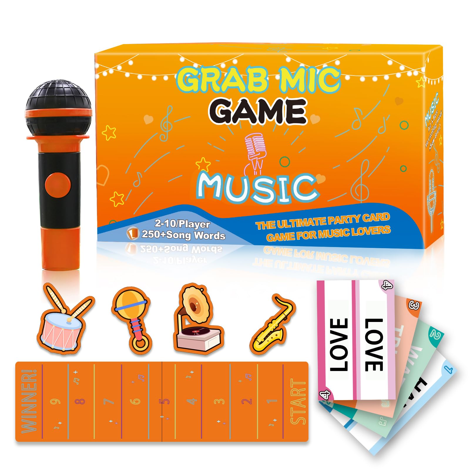 Grab Mic Game 2025 New Family Karaoke Party Game, Mic Karaoke Party Game, Fast-Paced Music Trivia Card Games for 2-10 Players,Hilarious Singing