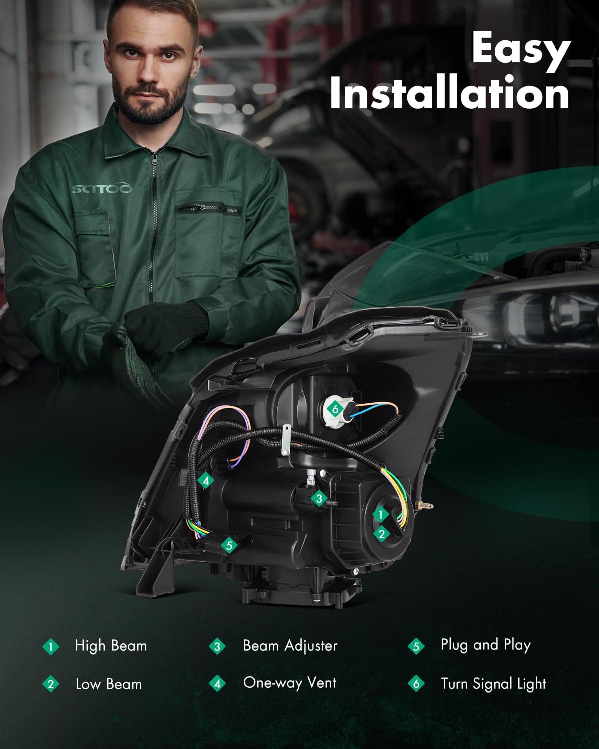 SCITOO Headlight Assembly Fit 2006-2011 for Cadillac DTS Chrome Housing Amber Reflector Pair Headlights GM2502275