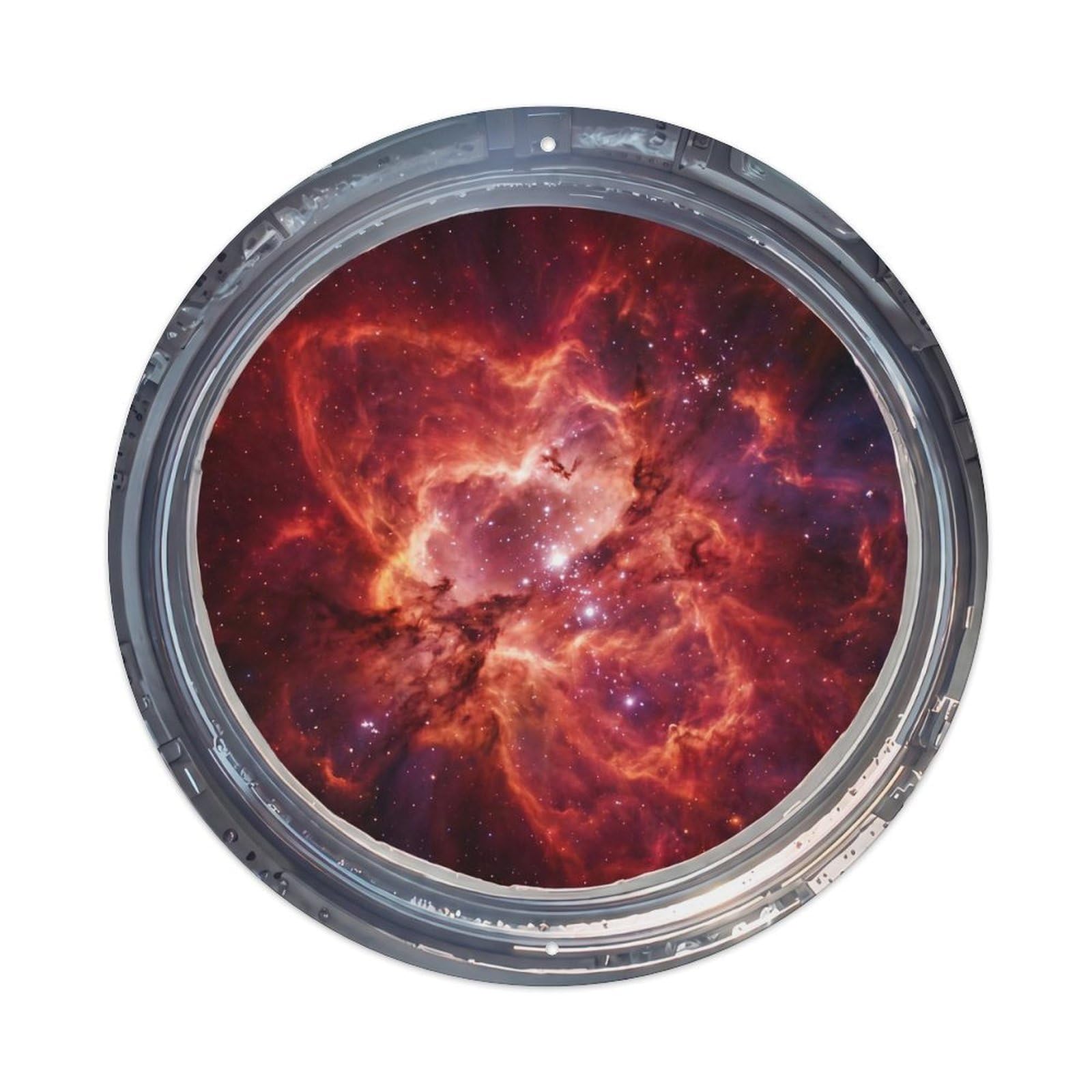 Metal Tin Sign Red Emission Nebula from Space Station Porthole