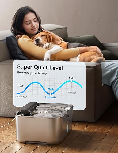 Miniatura 6 de Fuente de agua para perros de 3.2 galones  12 litros para perros grandes, dispensador de agua de acero inoxidable ultra silencioso con flujo de agua