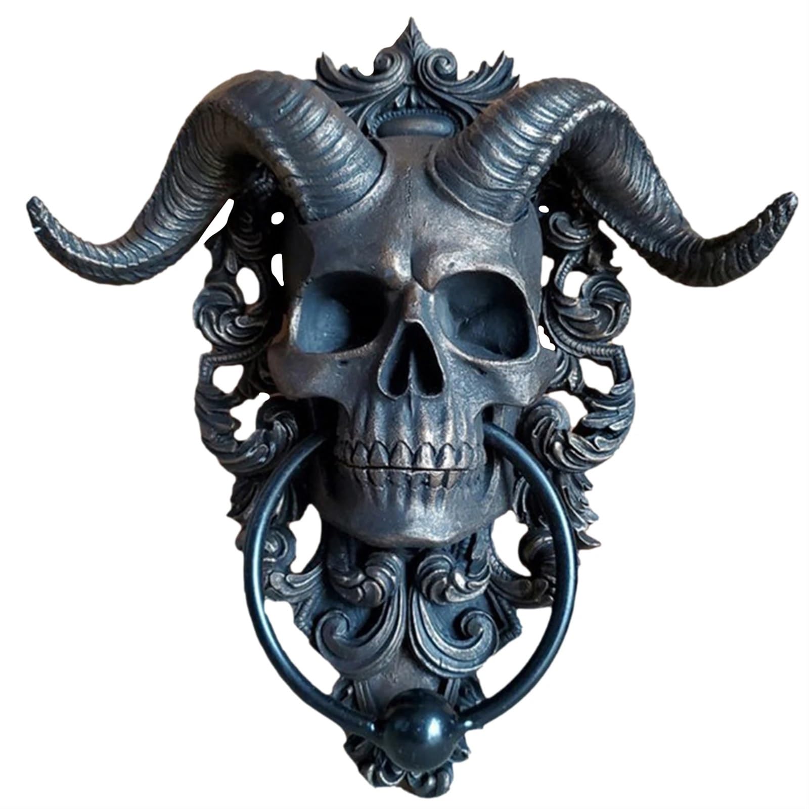 Heurtoir de porte Heurtoir de porte en laiton avec tête mort suspendue, poignée for cour villa, décoration la maison