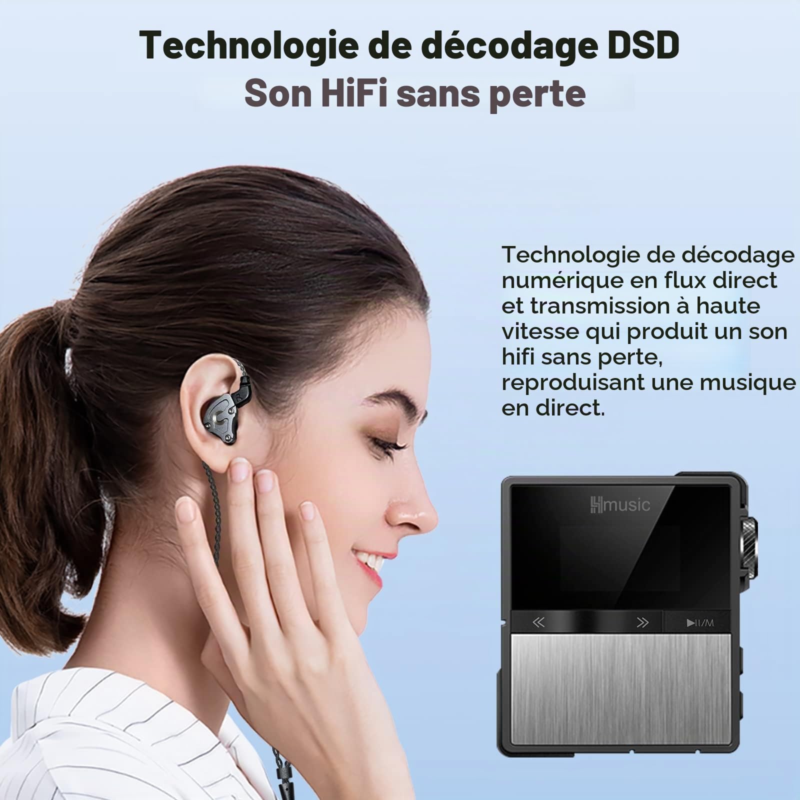Hmusic P68 Lecteur MP3 HiFi avec Clip