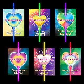 Shemira Valentines Day Cards for Kids-36 pack Glow Sticks Cards Bulks-Valentines Day Gifts for Boys Girls,Valentines Day Party Favor Supplies,School Classroom Gift Exchange Cards