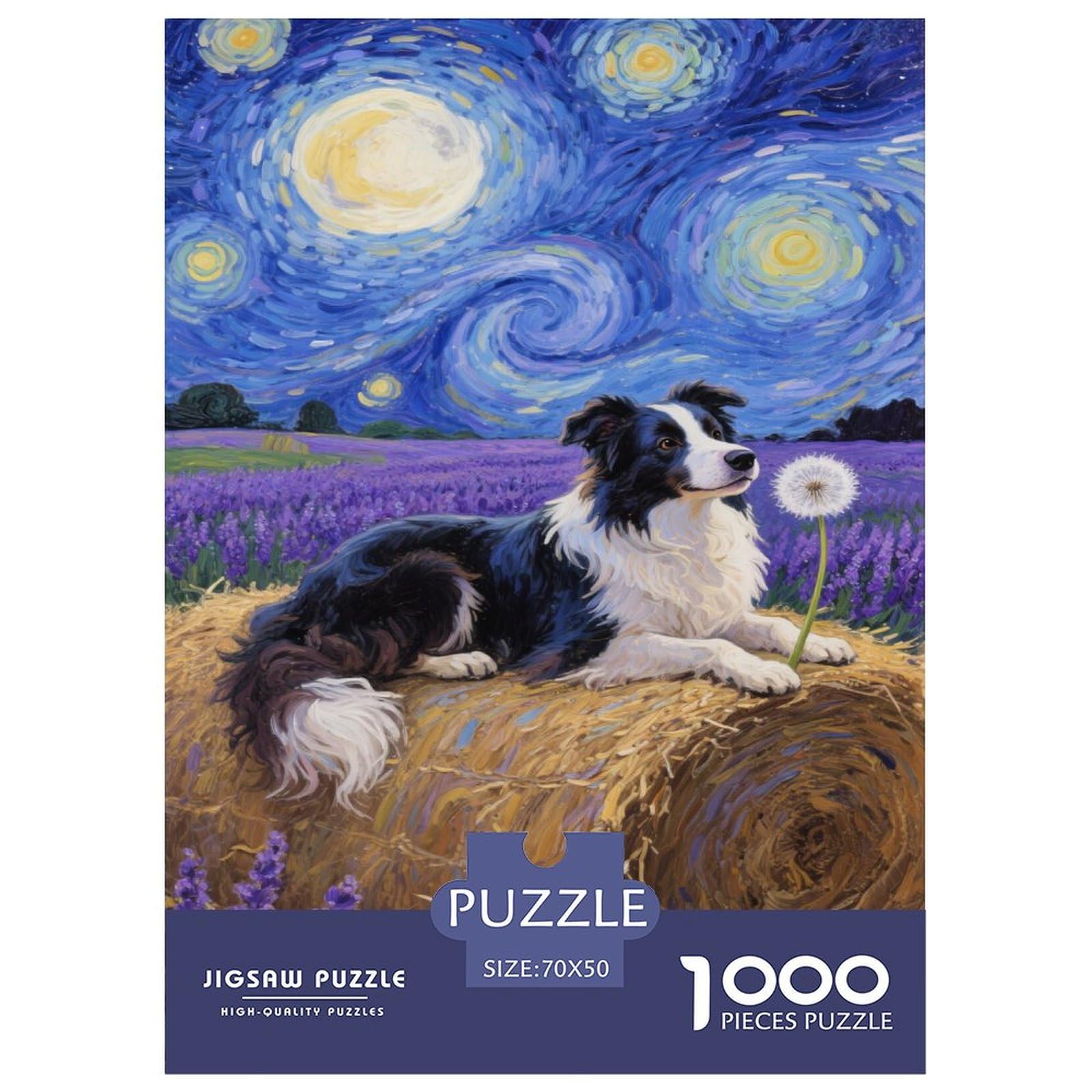 Puzzles Border Collie Dog 1000 Piece Challenge Game for Adults,Tranquil Flower Clusters Impossible Jigsaw Puzzles 1000 Piece Educational Games for Adults Or Families 70x50cm/1000pcs