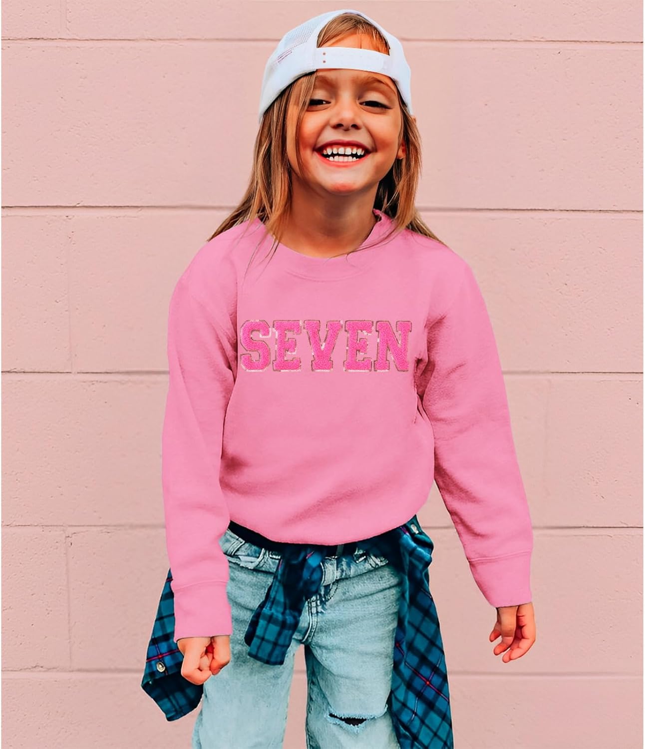 Toddler Baby Girls Birthday Outfit 2nd 3rd 4th 5th 6th 7th Bday Party Sweatshirt Chenille Patch Long Sleeve Shirt - Image 2