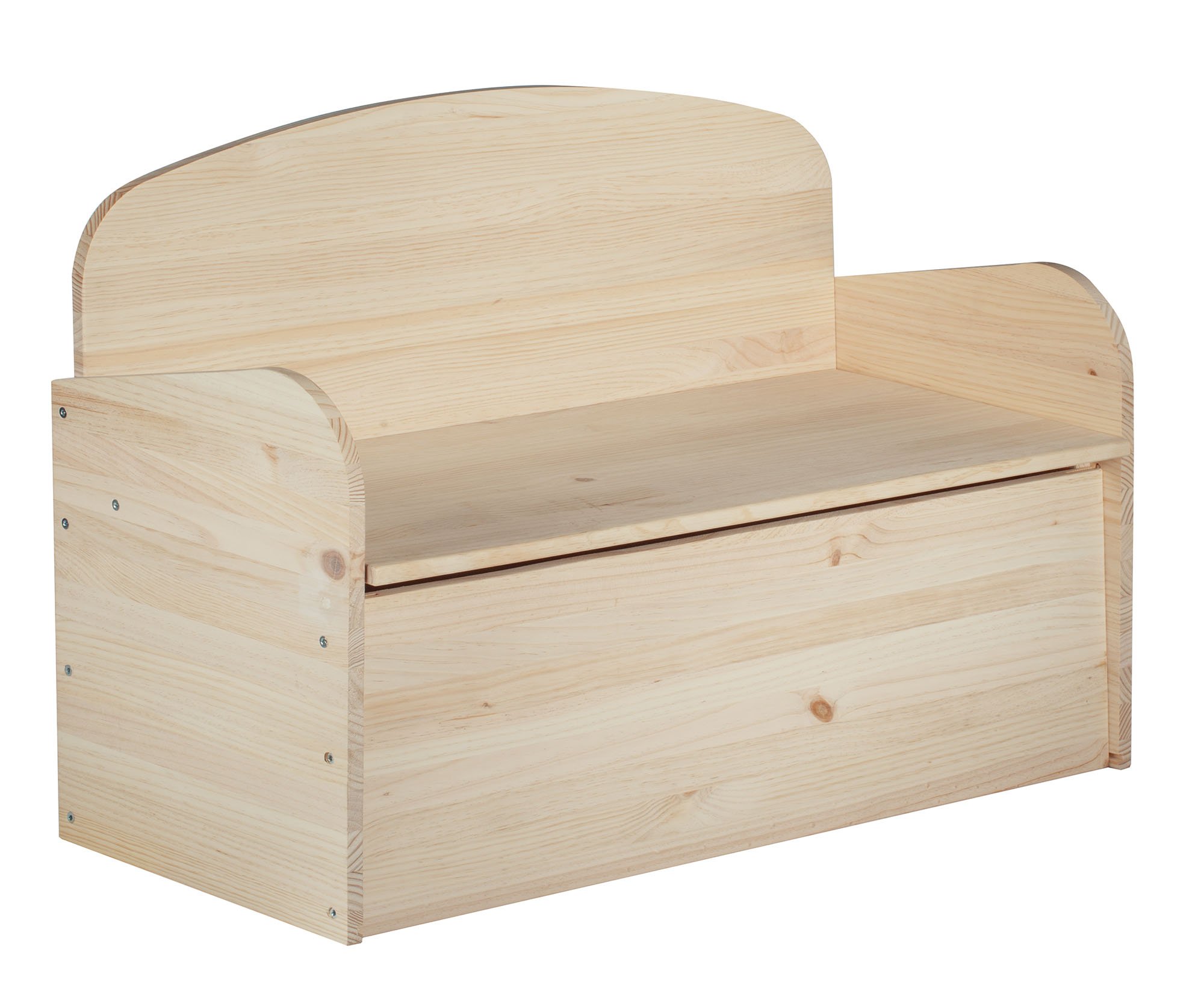 Banco baúl infantil de madera maciza de pino 62x90x38 cm