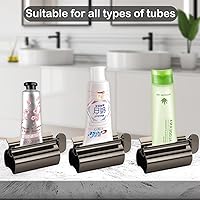 Vista 4 de Exprimidor de pasta de dientes - Exprimidor de tubo metálico de acero inoxidable UDQYQ Soporte para asiento de tubo de pasta de dientes (Negro)