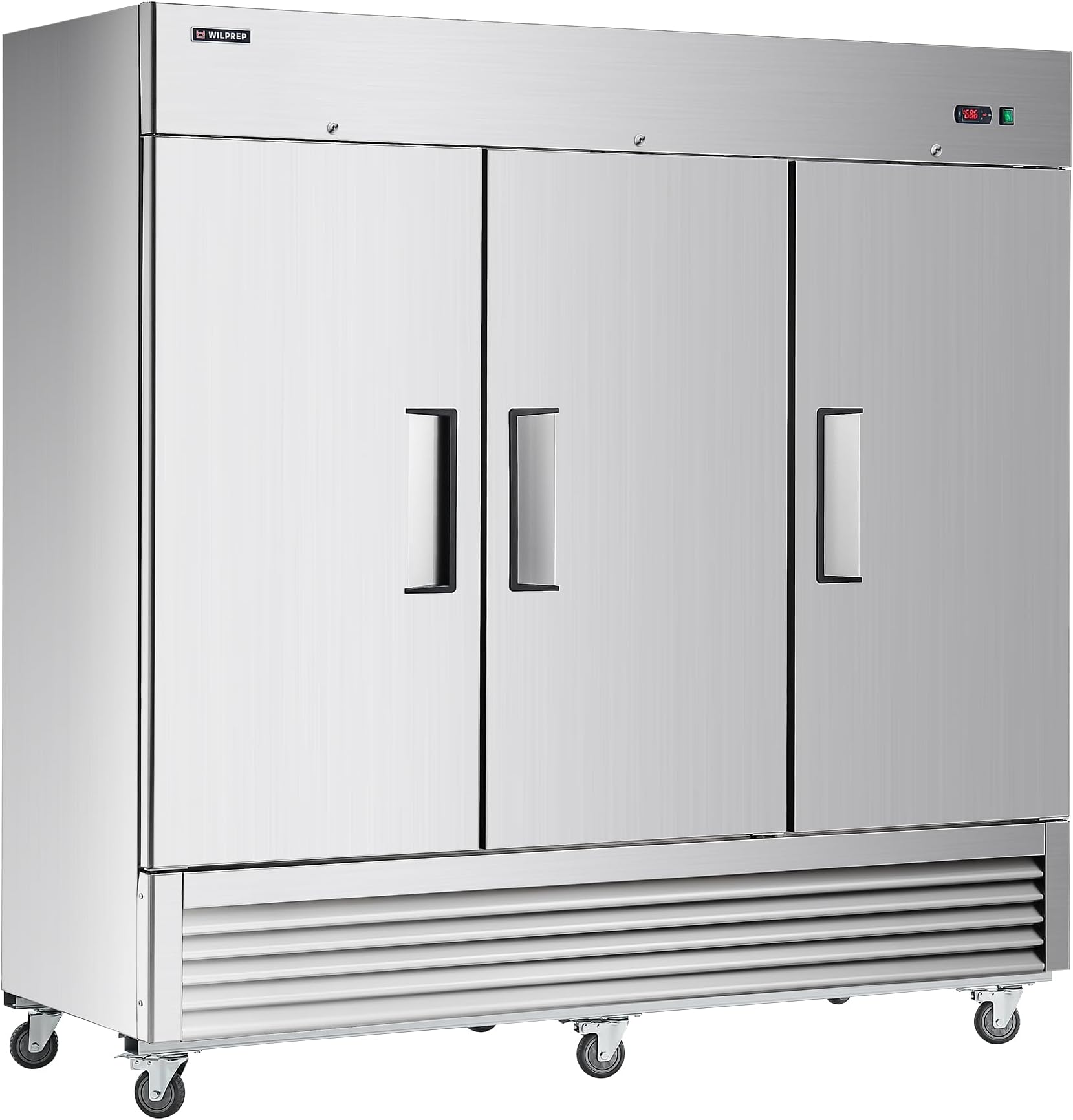 Wilprep Commercial Refrigerator, 81" 3 Solid Door Commercial Fridge with 61 cu. ft. Capacity, Reach in Refrigerator with Air Cooling Adjustable Shelves for Restaurant Kitchen Cafe, Stainless Steel