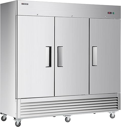 Congelador comercial con certificación ETL, 81" 3 puertas sólidas 3 secciones congelador con 61 pies cúbicos de capacidad, alcance de acero