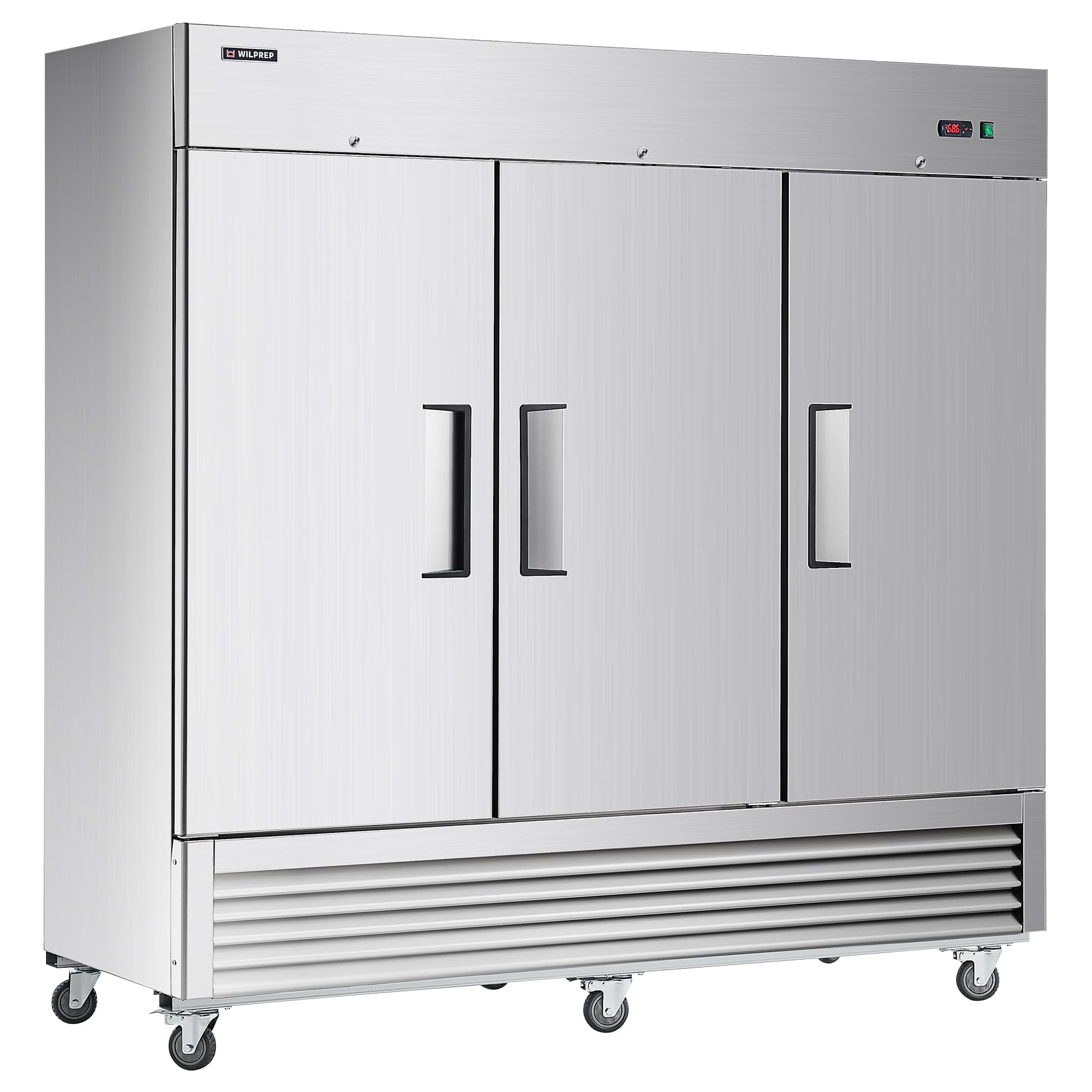 Wilprep Commercial Refrigerator, 81" 3 Solid Door Commercial Fridge with 61 cu. ft. Capacity, Reach in Refrigerator with Air Cooling Adjustable Shelves for Restaurant Kitchen Cafe, Stainless Steel