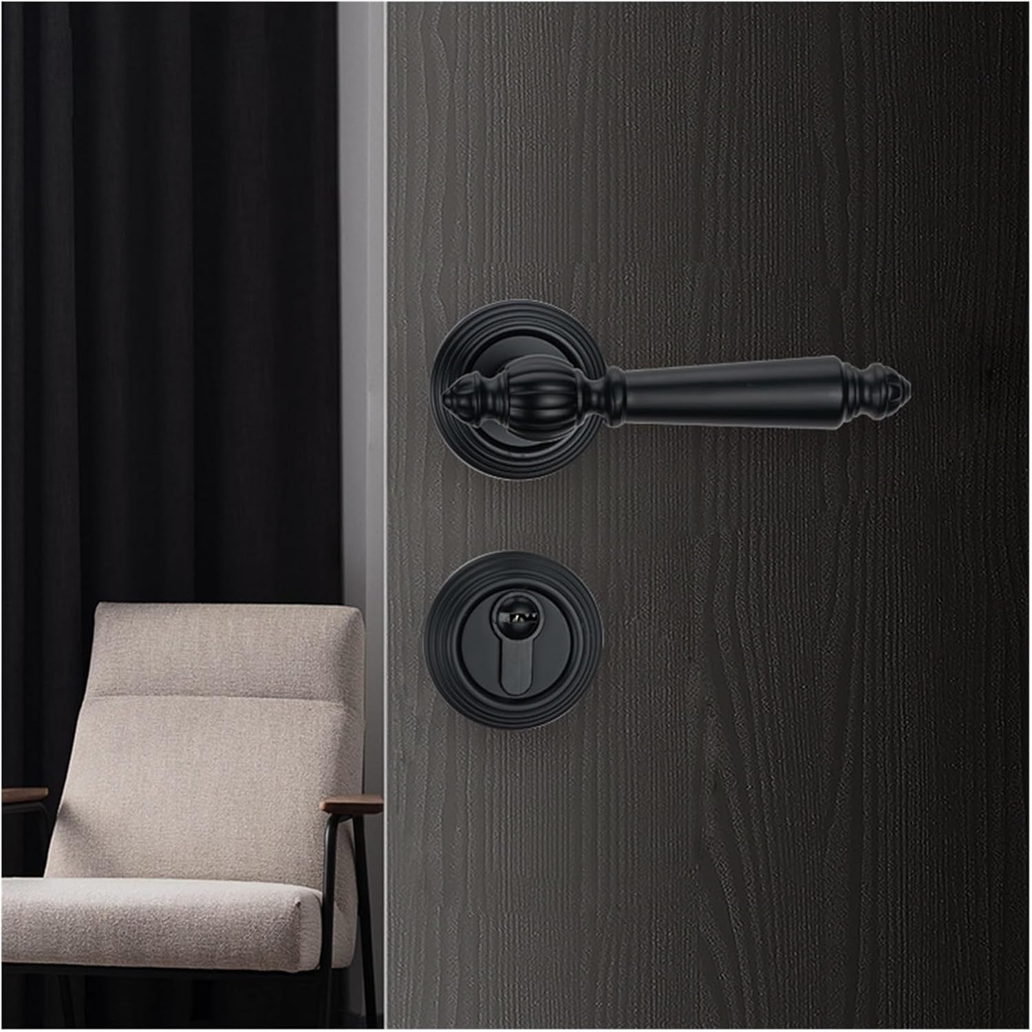 Golden Door Lock Indoor Bedroom Light Luxury European Split Lock Magnetic Silent Wooden Door Lock American Door Lock Door Handle(Silver Silent 35-50mm)