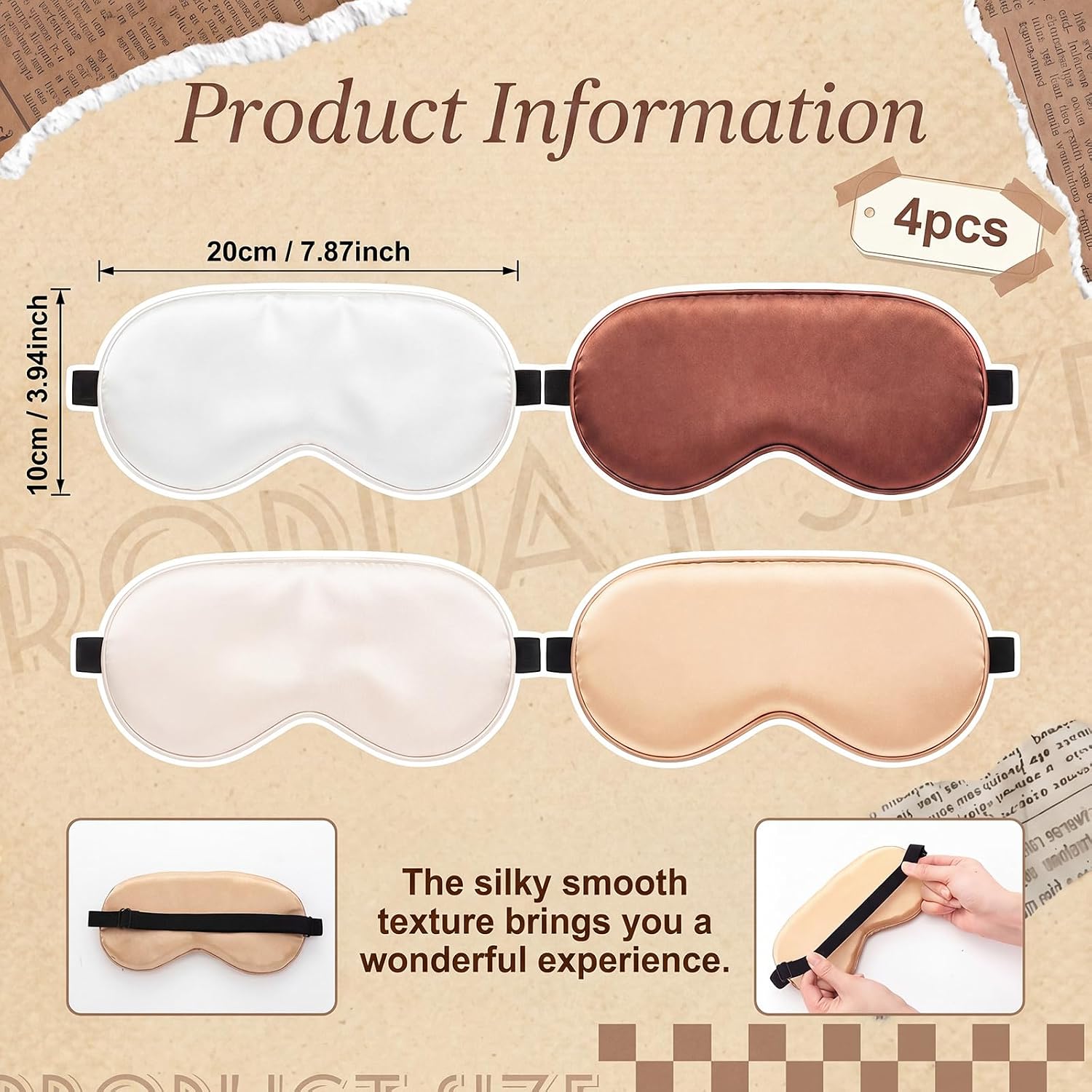 Glitopper 12 Pack Exhale Night Party Favor Brown Satin Sleep Eye Masks Girls Night Gifts Bulk Silky Blindfold Set in 4 Earth Tone Colors for Women Bachelorette Spa Party Supplies image 2